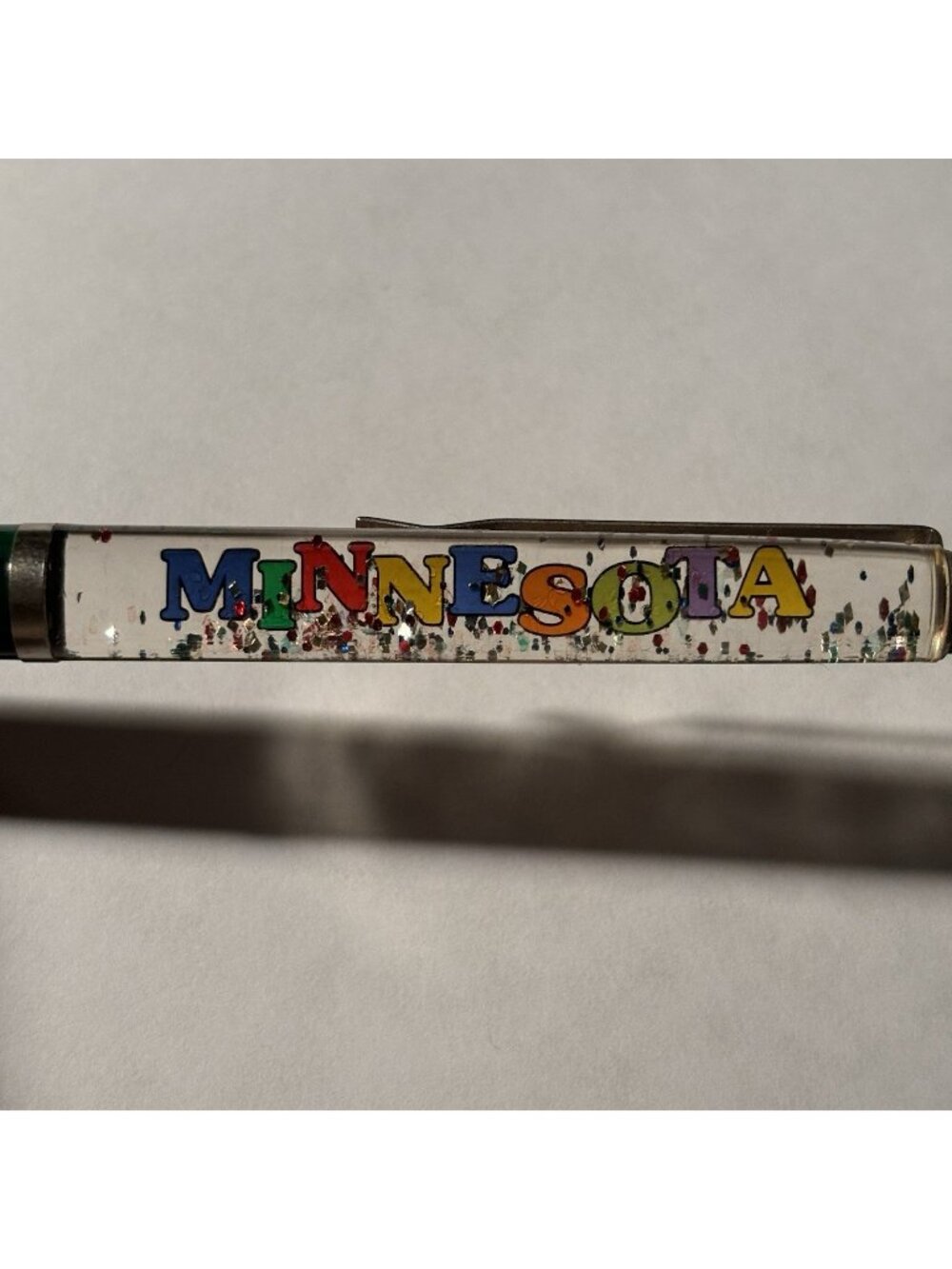 Minnesota Floaty Pen Glitter Moves Clear Barrel State Souvenir Vintage Colorful